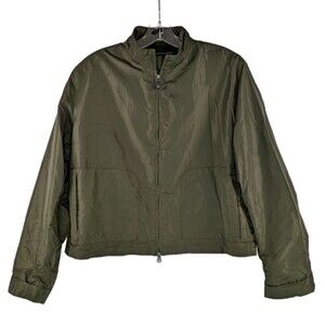 Ralph Lauren Jacket Womens L Army Green Full Zip Cropped Windbreaker Vintage